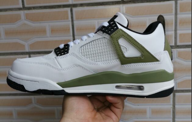 New Air Jordan 4 Retro White Olive Green Black - Click Image to Close